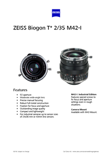 Vista previa de imagen de ZEISS Biogon T* 2/35 M42-I