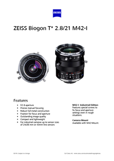 Vista previa de imagen de ZEISS Biogon T* 2.8/21 M42-I