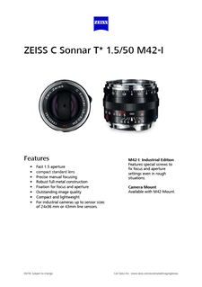Vista previa de imagen de ZEISS C Sonnar T* 1.5/50 M42-I