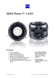 Vista previa de imagen de ZEISS Planar T* 1.4/50