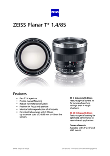 Vista previa de imagen de ZEISS Planar T* 1.4/85