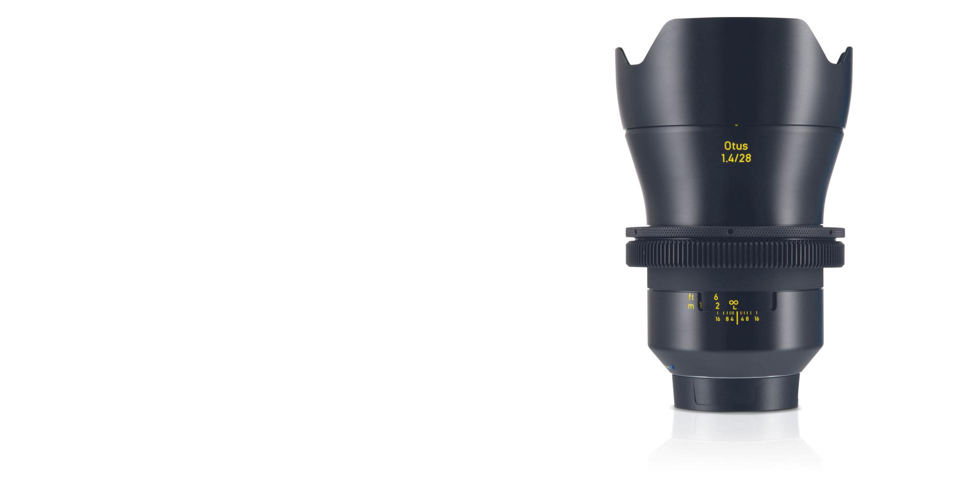 The ZEISS Otus 1.4/28 premium cine lens, showcasing precision engineering and superior optical quality for professional photography and filmmaking.