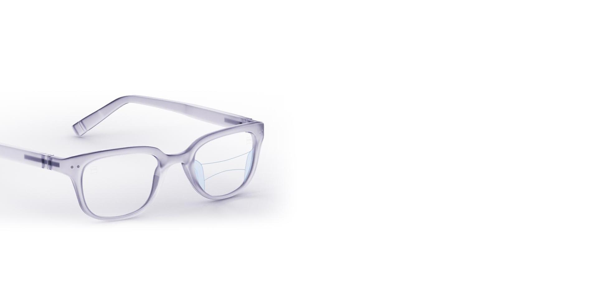 Una imagen de una montura con zonas de visión en una de las gafas.