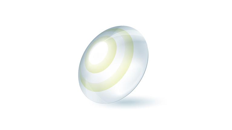 Ilustración en 3D de unas lentes de contacto blandas.