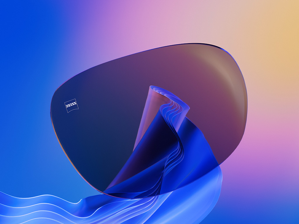 Ilustración en 3D generada por ordenador de una lente de sol tintada.