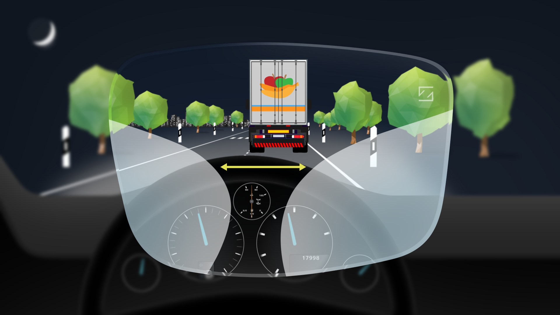 Una zona de visión intermedia hasta un 43% mayor para facilitar el cambio de enfoque entre el cuadro de mandos y los espejos. Y una zona de lejos hasta un 14% mayor para una visión más amplia de la carretera.