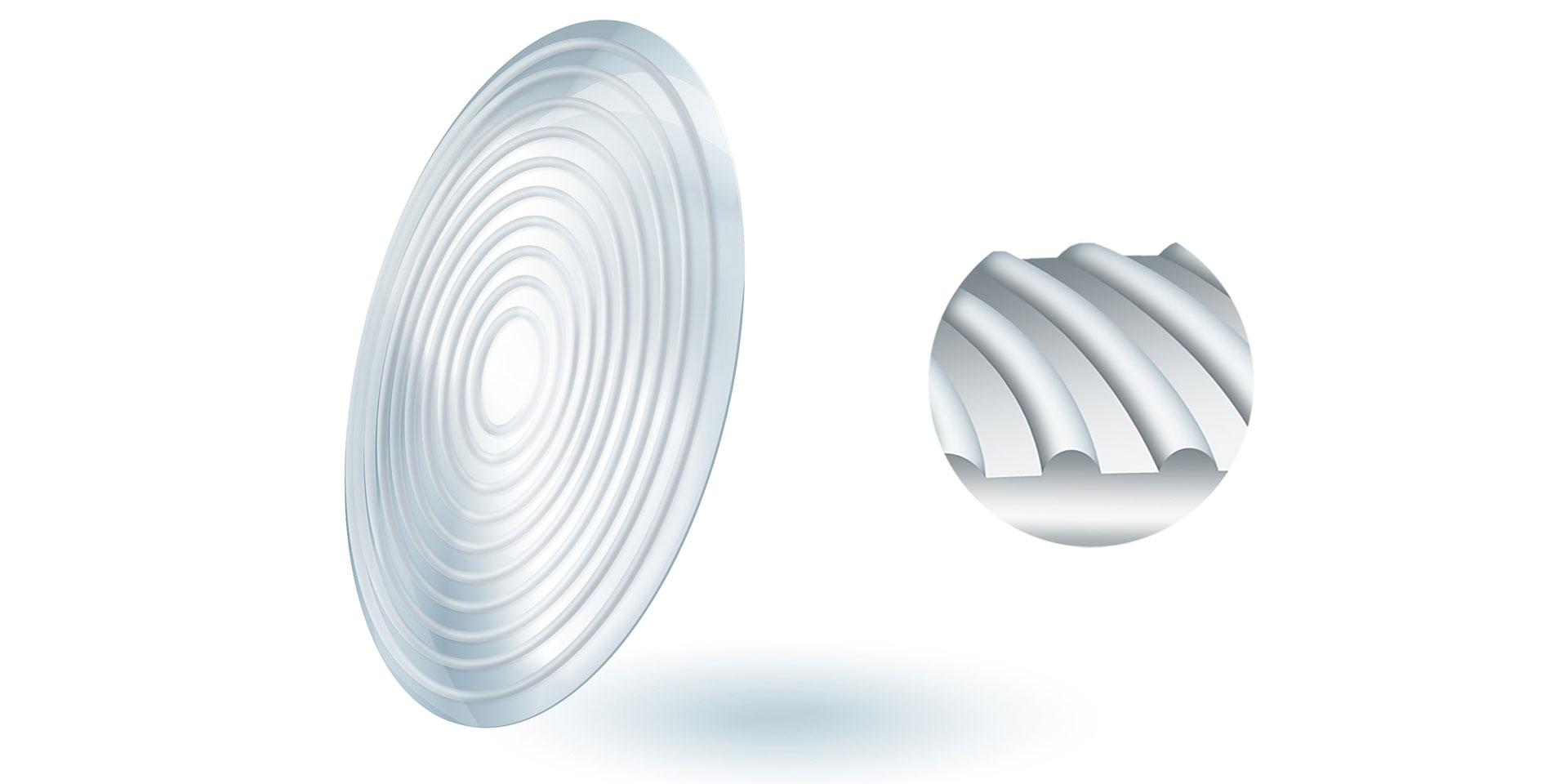 Una lente ZEISS MyoCare con una zona central y otra funcional