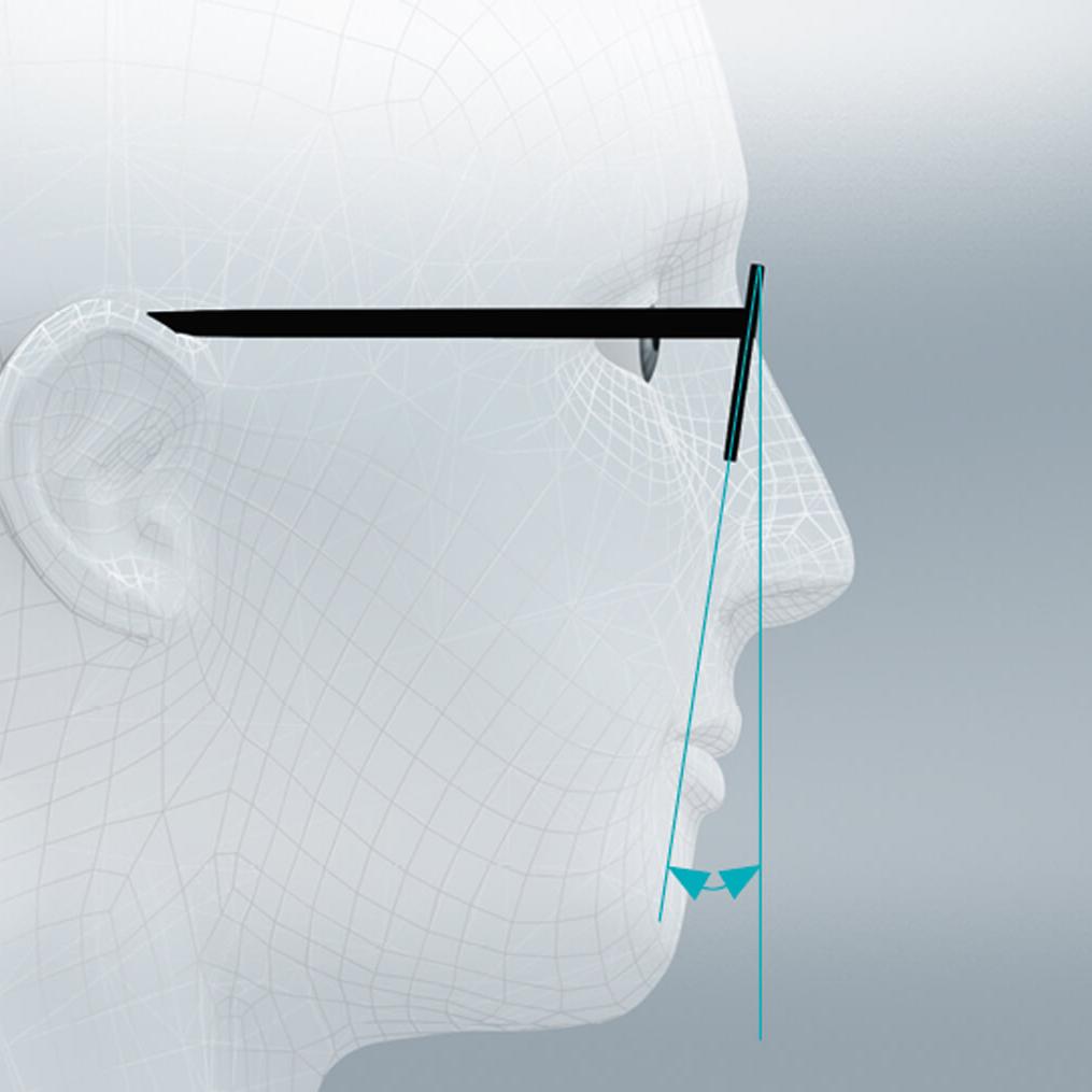 Diseño de lente estándar optimizado para cada rostro con posición estándar de los parámetros de porte