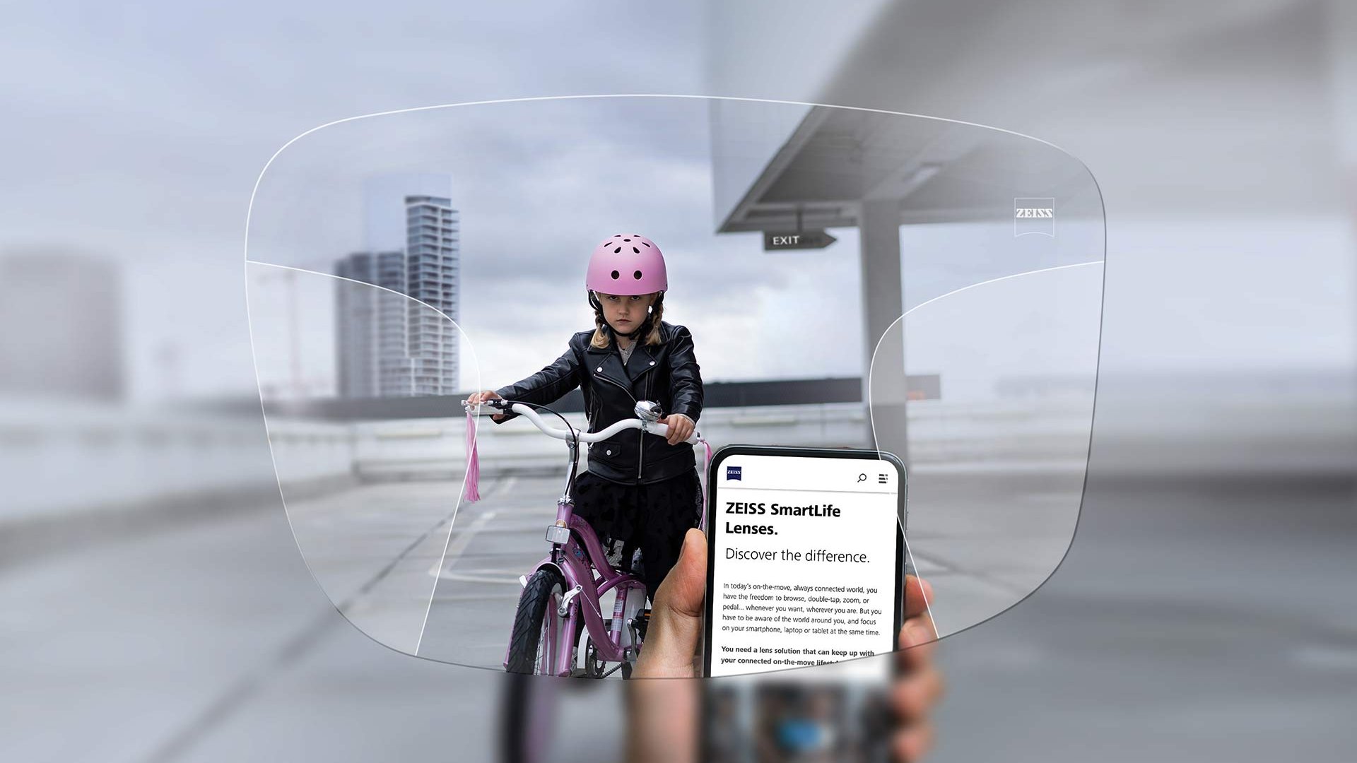 Visión con las lentes progresivas ZEISS SmartLife Pure. La imagen muestra cómo se ve a través de las lentes.